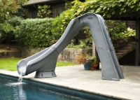The Typhoon Inground Swimming Pool Slide - Grey Granite w/ Left Curve