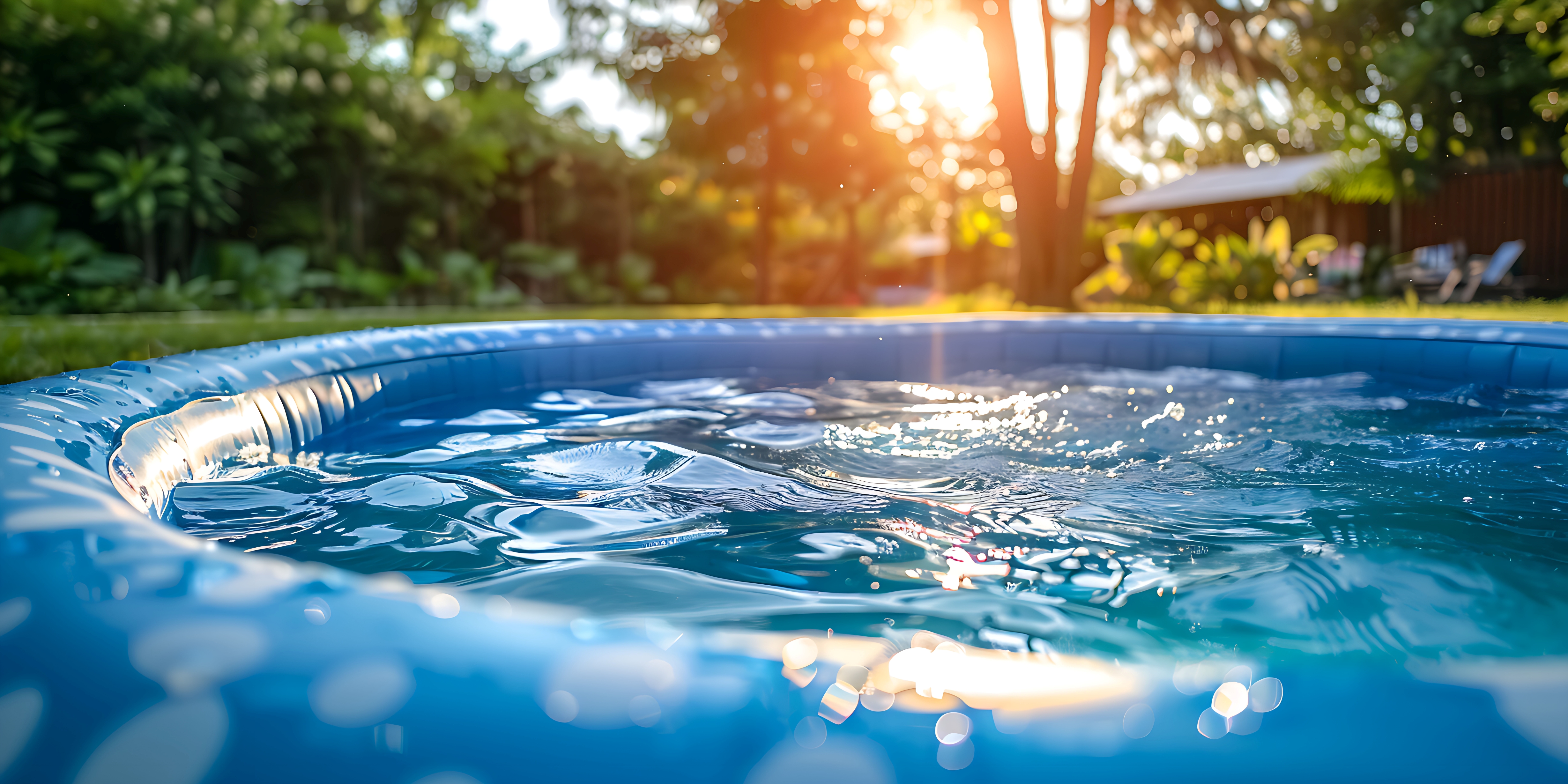 A portable pool in the end of summer