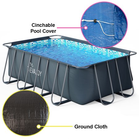 EVAJOY Metal Frame 14' x 7' Rectangular Above Ground Pool Kit