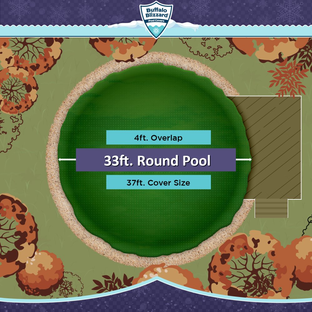 Buffalo Blizzard&reg; Supreme Green/Black Winter Cover w/ Cover Clips - Round Pools