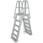 Vinyl Works Slide Lock Resin A-Frame Ladder with Barrier (Grey)