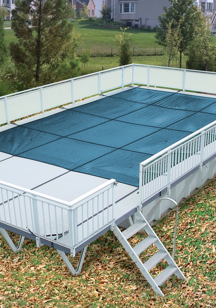 YardGuard™ Black Above Ground Safety Cover On Above Ground Pool