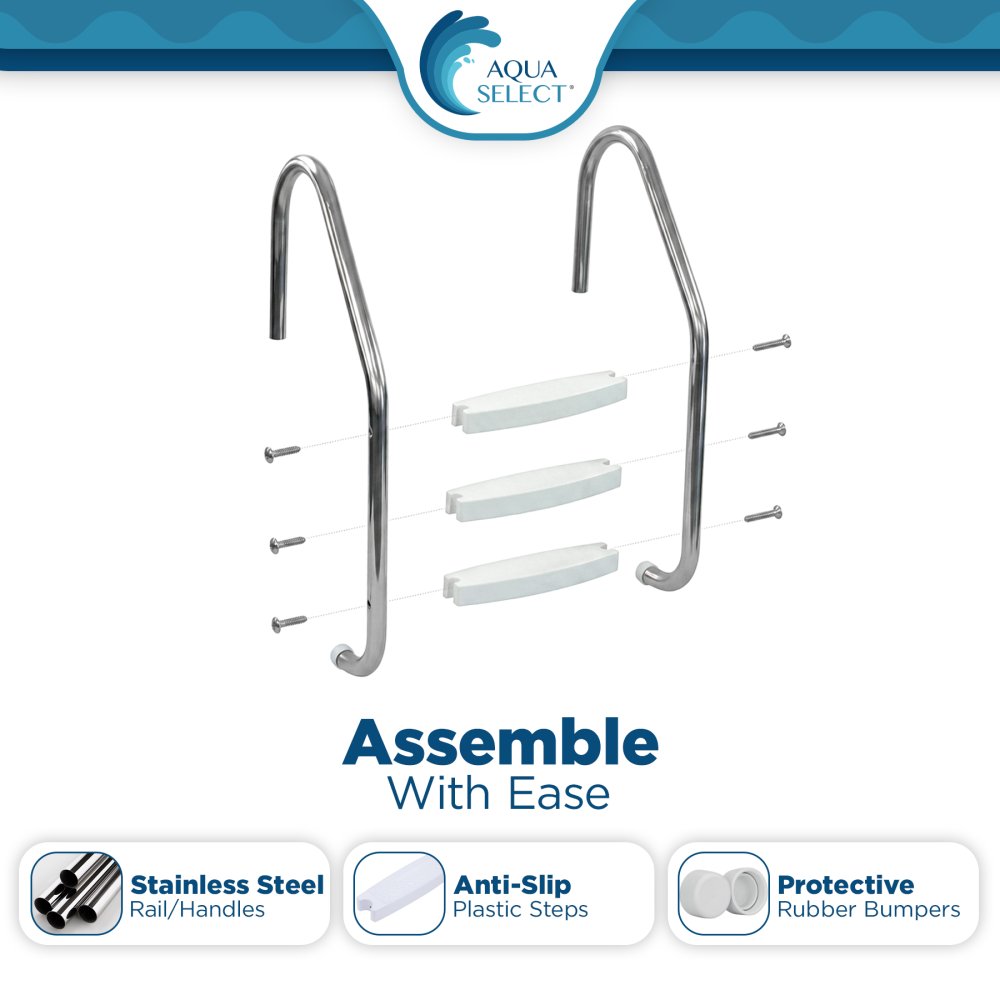 Aqua Select® Inground Stainless Steel Swimming Pool Ladders (Various Steps)