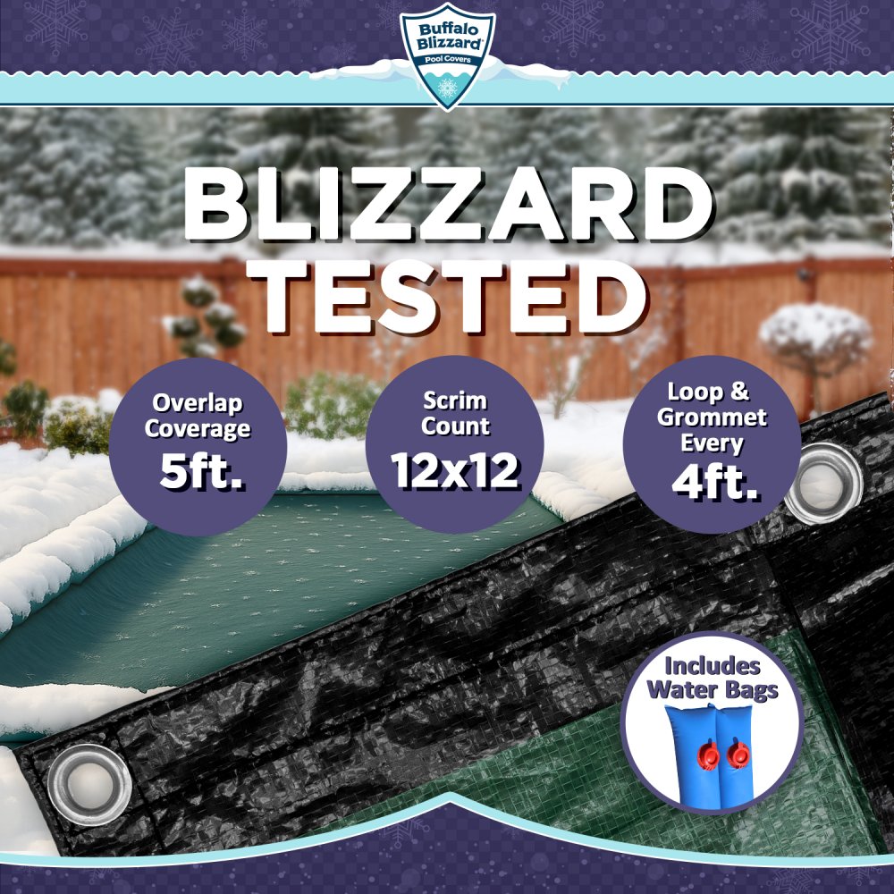 Buffalo Blizzard&reg; Supreme Plus Winter Cover w/ Waterbag Kit Rectangular Pools