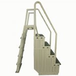 Confer Resin In Pool Steps and Ladder - Warm Grey Frame with Grey Treads