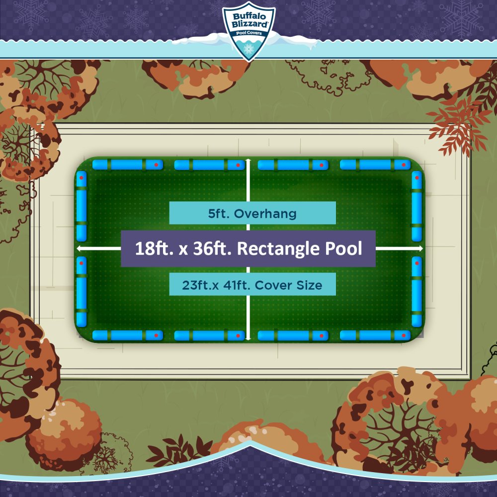 Buffalo Blizzard&reg; Ripstopper® Green Winter Cover W/ Closing Kit - Rectangular Pools