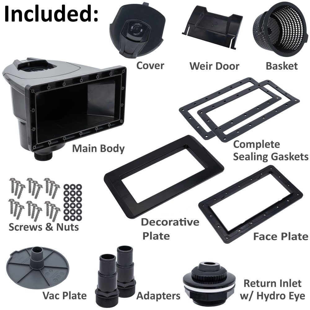 Carvin® Skimtech 500™ Black Wide-Mouth Skimmer For Above Ground Swimming Pools