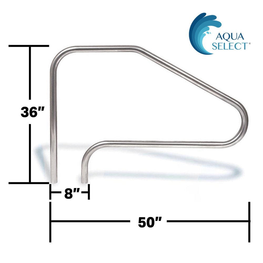 Aqua Select® Stainless Steel 50" Handrail w/ Rail Runner® (Choose Option)