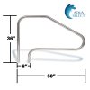 Aqua Select® Stainless Steel 50" Handrail w/ Rail Runner® (Choose Option)