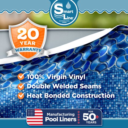 SmartLine&reg; 18' x 33' Oval Waves of Poseidon Overlap Liner - 48" / 52" H, 20 Gauge