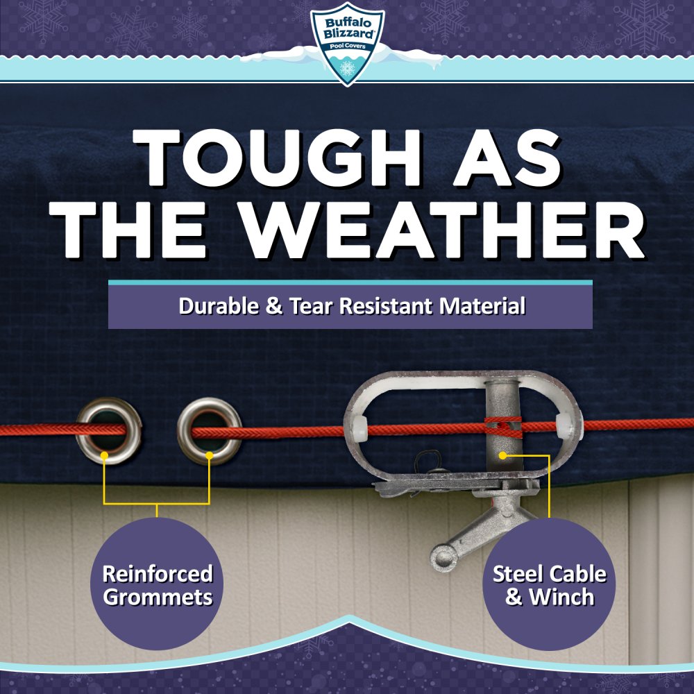 Buffalo Blizzard&reg; Deluxe Winter Cover with Wind Guard Clips - Oval Pools