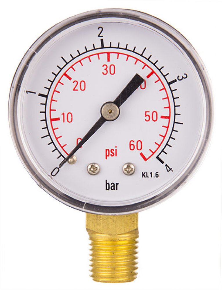 Aqua Select® Pressure Gauge 1¼" Side Mount - Red Text