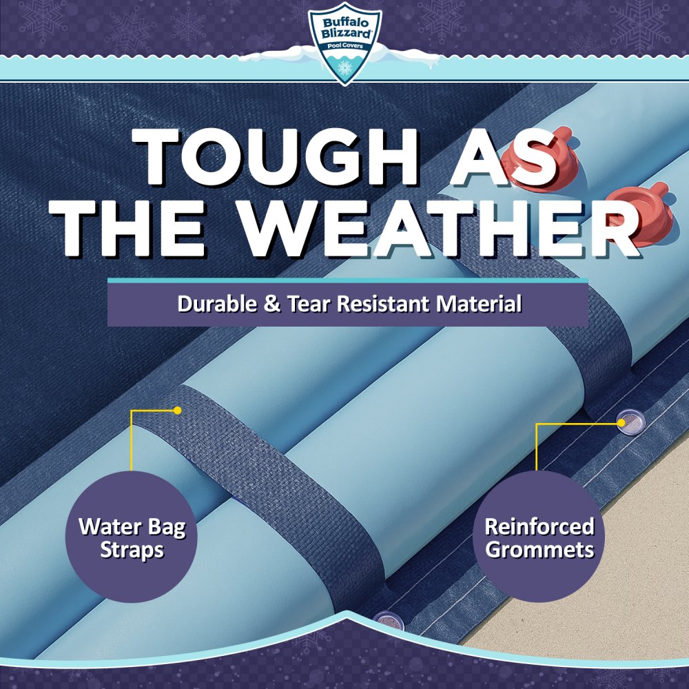 Buffalo Blizzard® Deluxe Blue/Black Winter Cover w/ Waterbag Kit (Various Sizes)