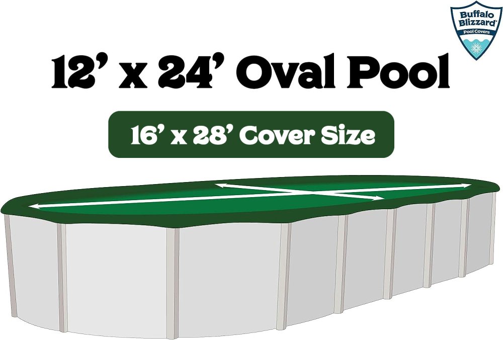 Buffalo Blizzard® Green/Black Winter Cover Measurements - 16' x 28'