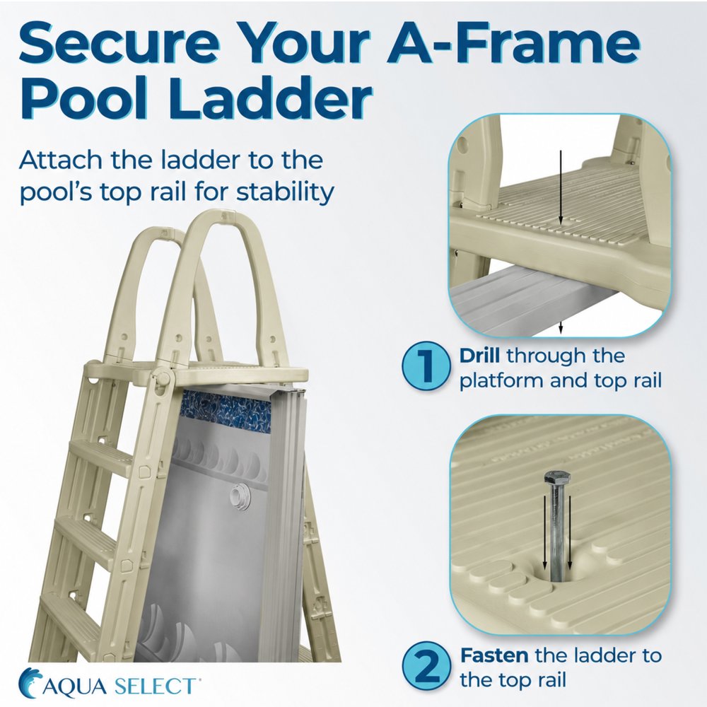 Aqua Select® A-Frame Swing Up & Lock Ladder for Above Ground Pools