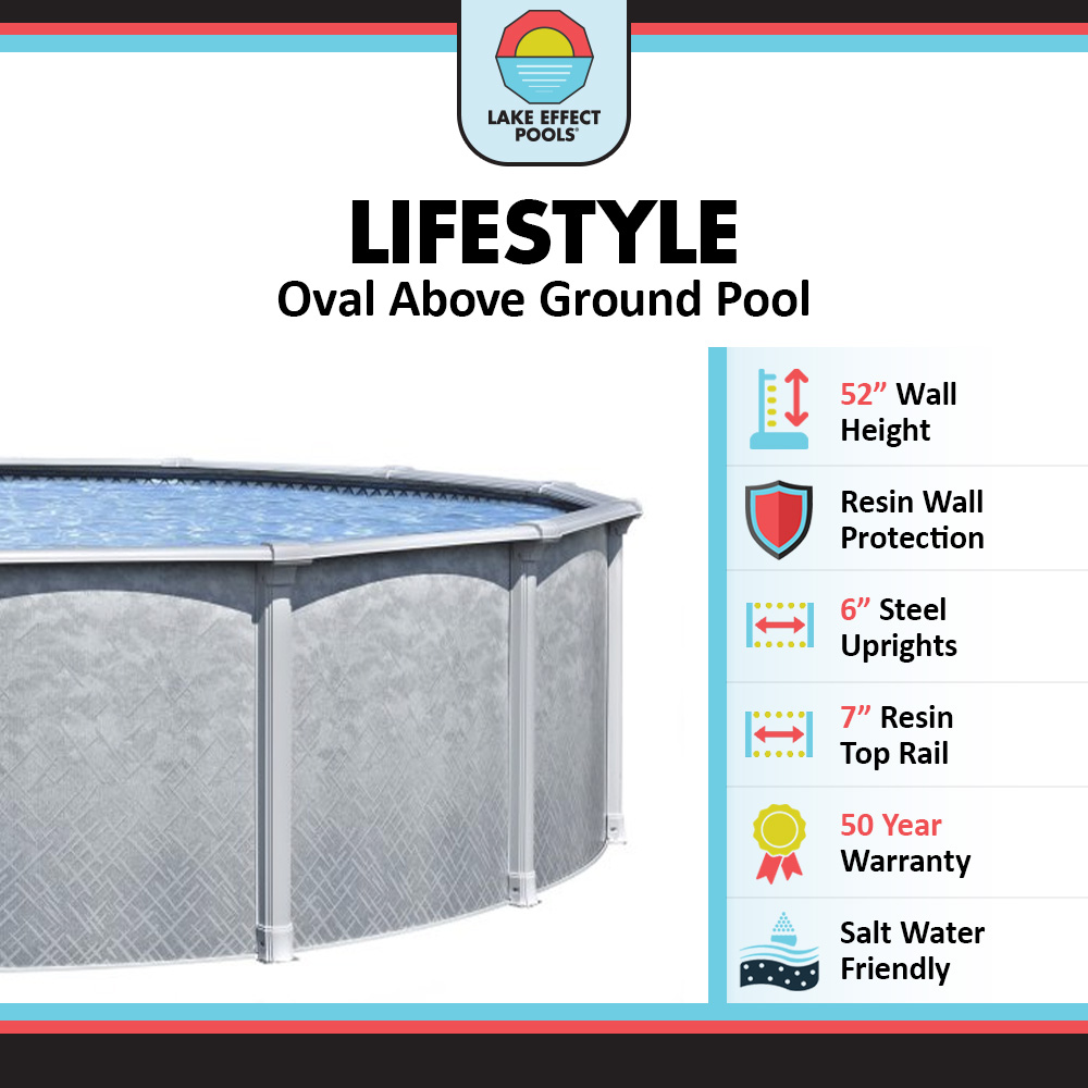 Lifestyle by Lake Effect Pools® Oval Above Ground Pool Kit With 52" Wall