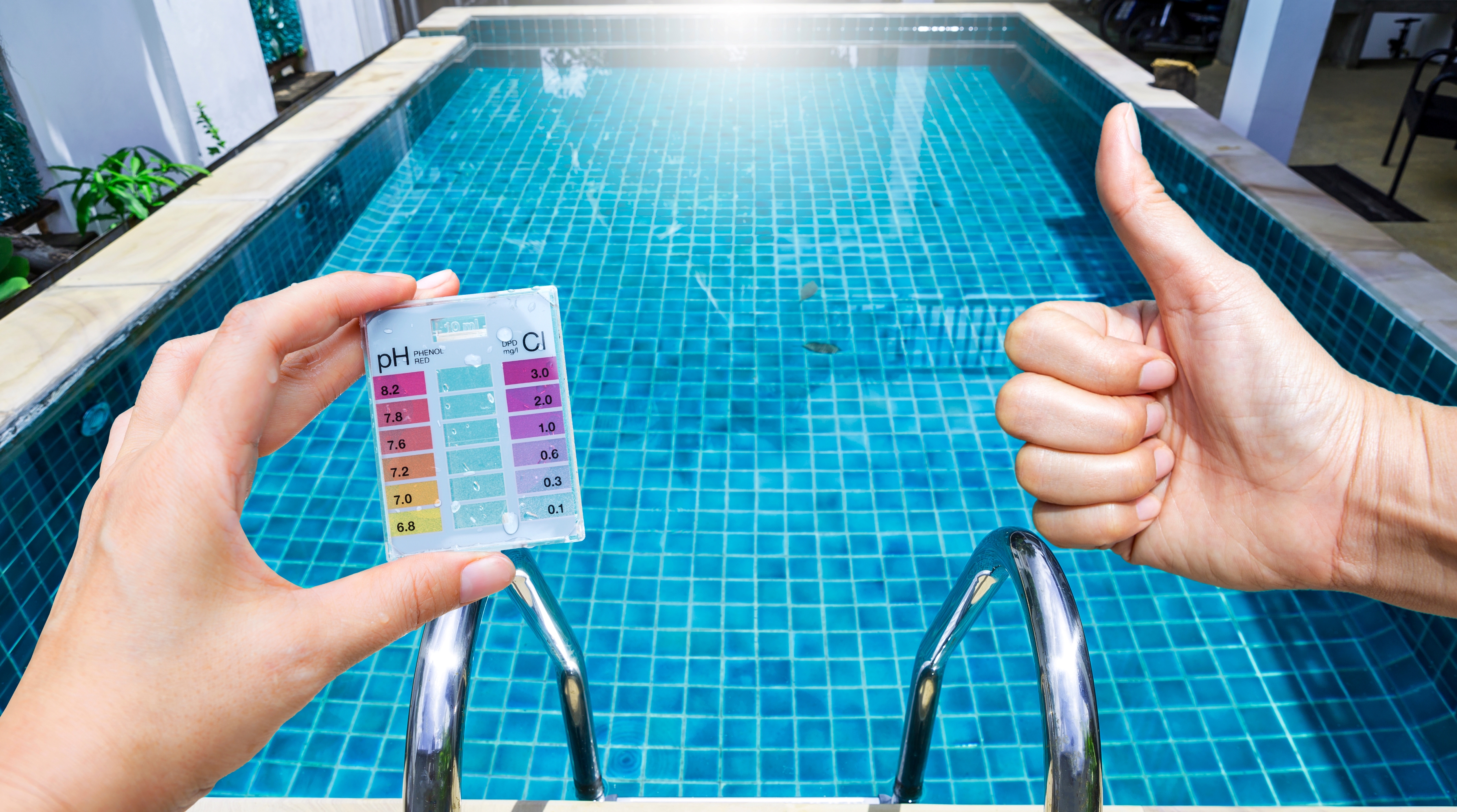 A pool testing kit