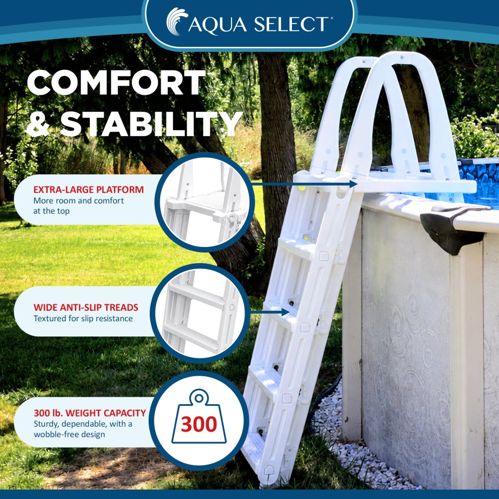 Aqua Select&reg; Flip-Up A-Frame Ladder for Above Ground Pools 48-54"H
