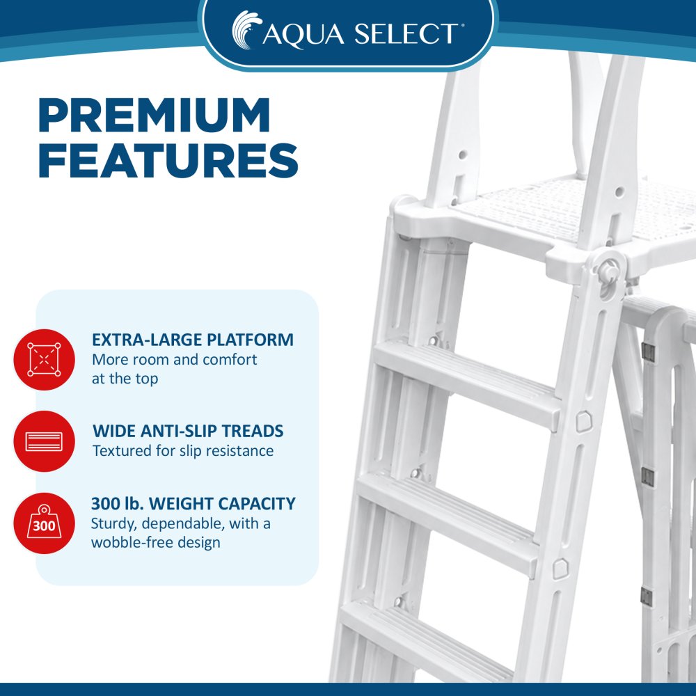 Aqua Select&reg; Flip-Up A-Frame Ladder for Above Ground Pools 48-54"H