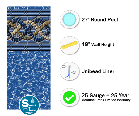 SmartLine&reg; 27' Round Mystri Gold Unibead Liner - 48" H, 25 Gauge