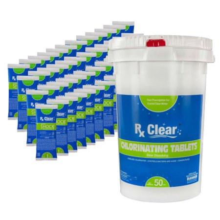 Rx Clear® Stabilized Chlorine Tabs and Super Shock Kit (Various Options)