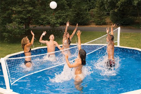 Playing Water Volleyball