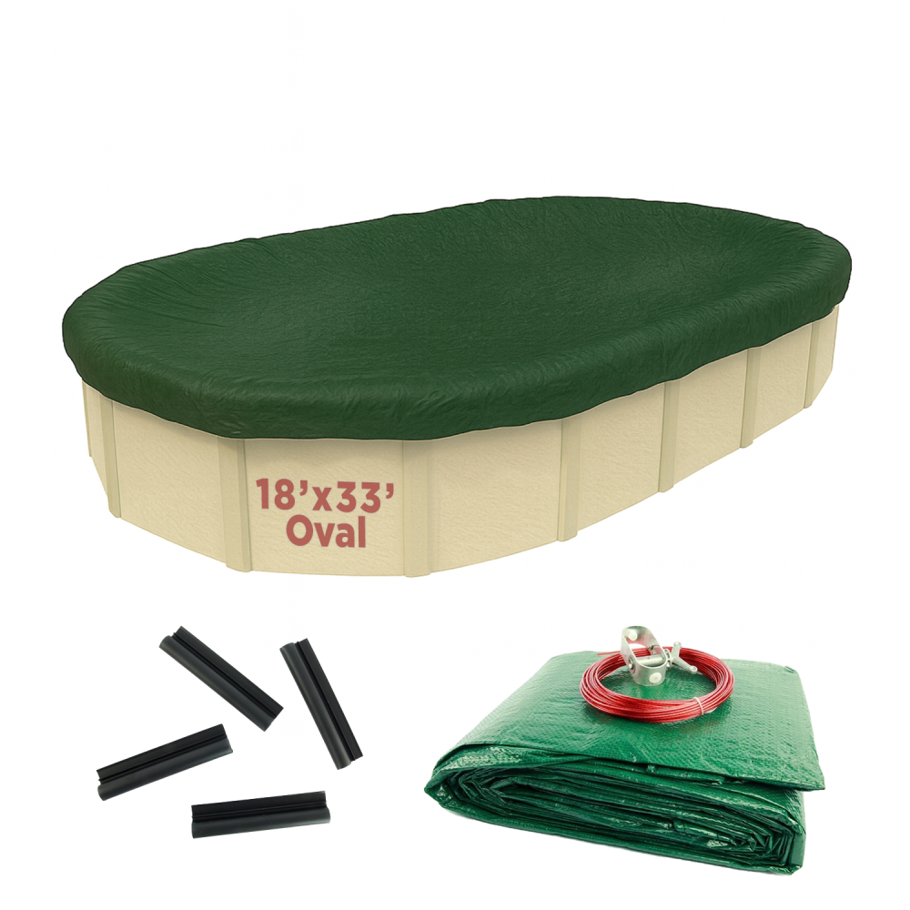 Buffalo Blizzard&reg; Supreme Green/Black Winter Cover w/ Cover Clips - Oval Pools