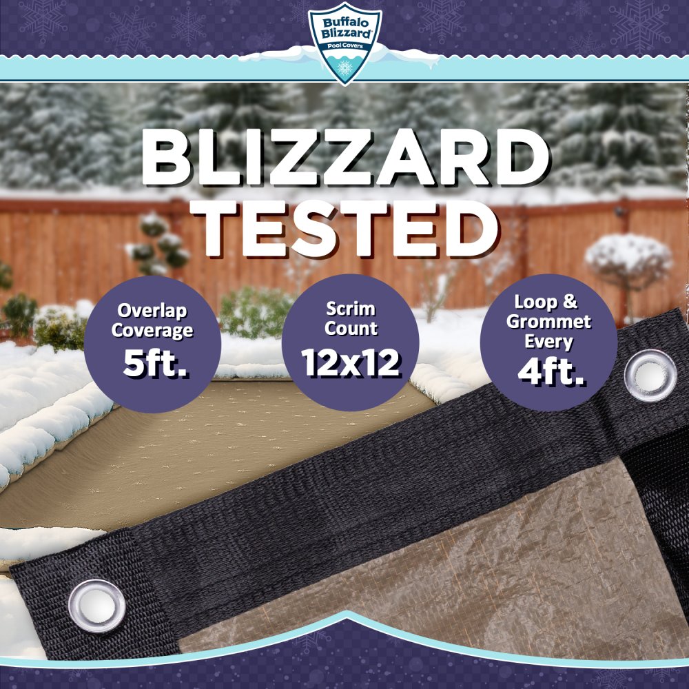 Buffalo Blizzard&reg; Rectangle Supreme Plus Winter Cover w/ Waterbag Kit (Various Sizes)