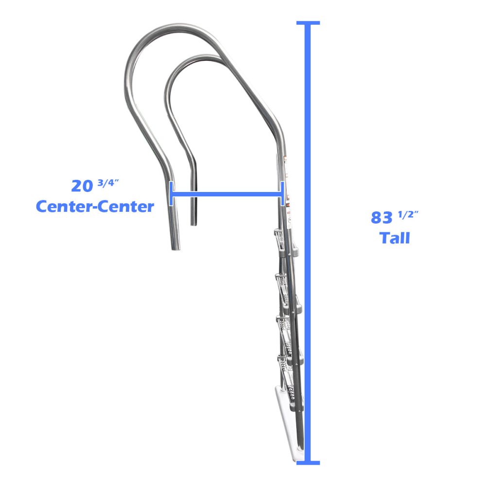 Aqua Select® Hi-Rise Reverse Bend Stainless Steel In-Pool Ladder Measurements