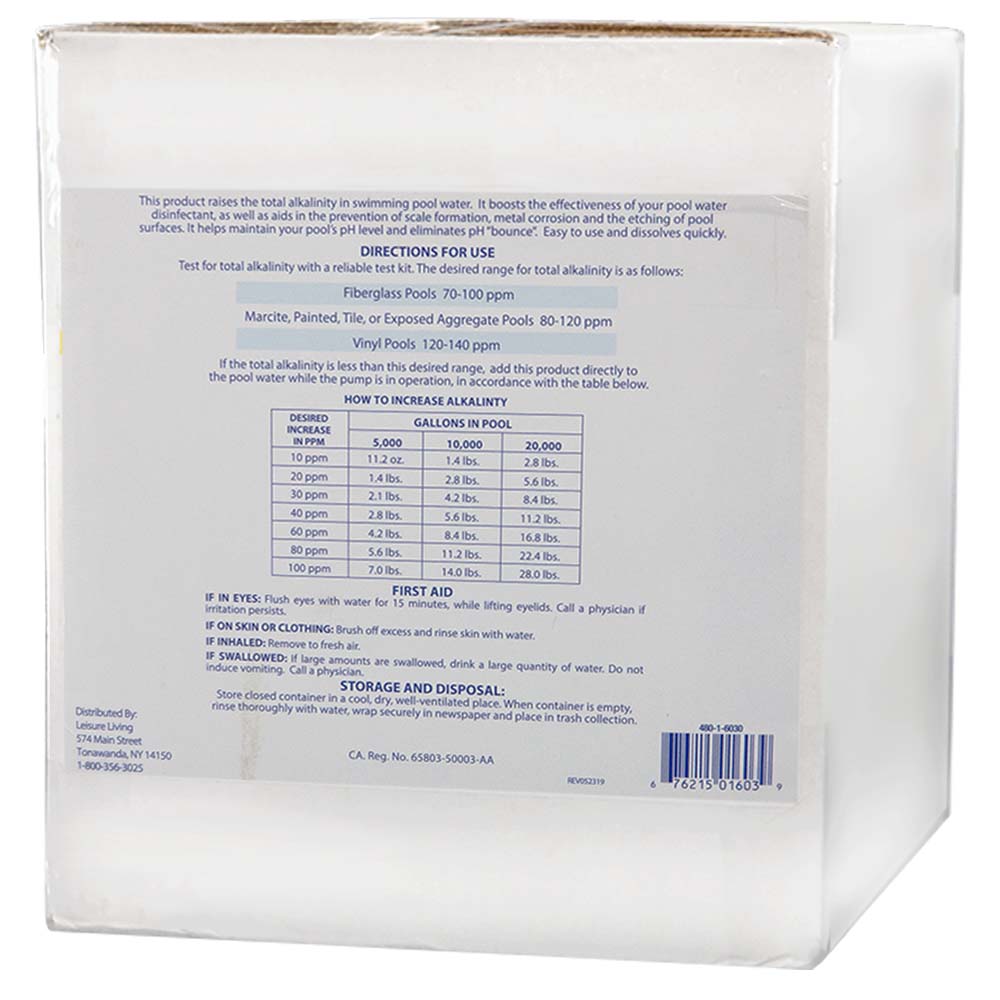 Back Of Rx Clear® Swimming Pool Alkalinity Increaser