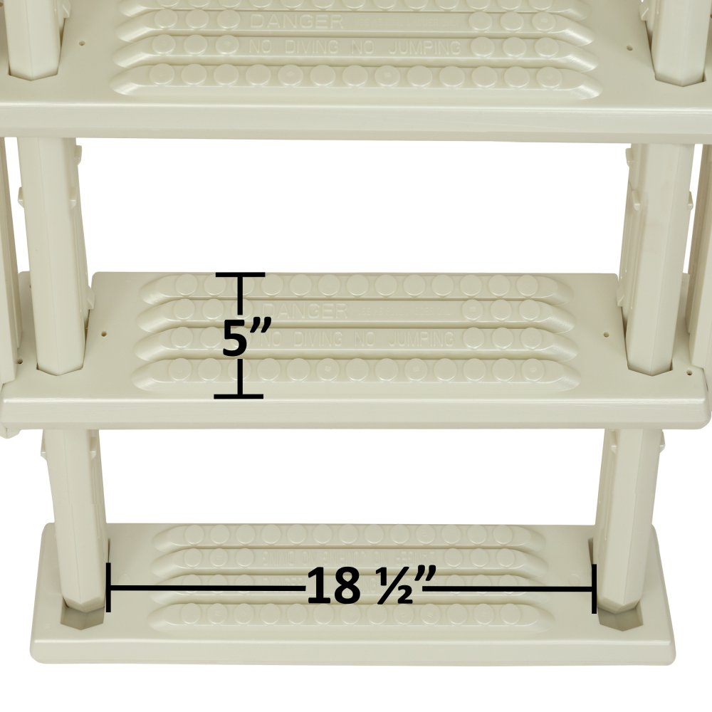 Above Ground Pool Steps by Aqua Select, diagram showing measurements for Pool Ladder Steps