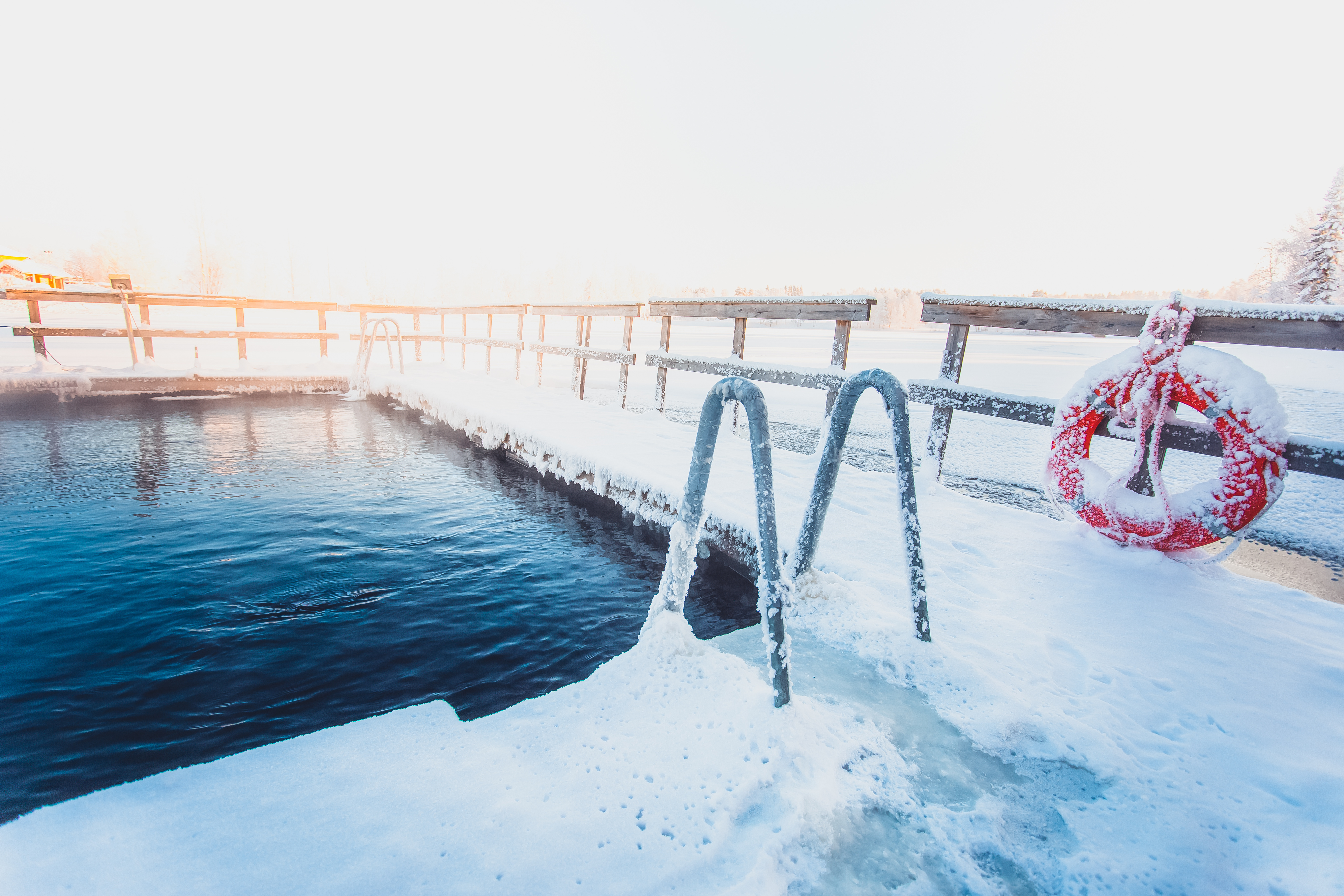 Swimming Pool In The Winter & Snow