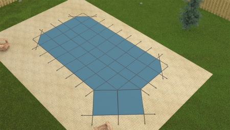 GLI™ Secur-A-Pool® Grecian Blue Safety Cover w/ 4' x 6' Left Step (Various Sizes)