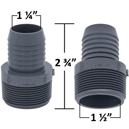 1 &frac12;" x 1 &frac14;" Insert Reducing Male Adapter