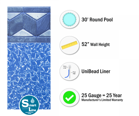 SmartLine&reg; 30' Round Tuscan Unibead Liner 52" H (Various Gauges)