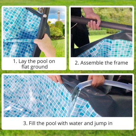 EVAJOY Metal Frame 14' x 7' Rectangular Above Ground Pool Kit