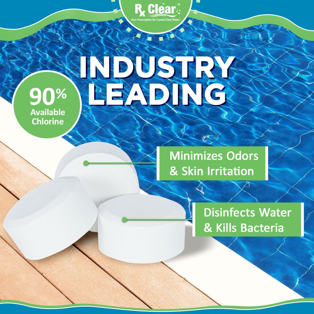 Rx Clear® 1" Stabilized Chlorine Tablets - 8 lbs W/Small Chemical Dispenser