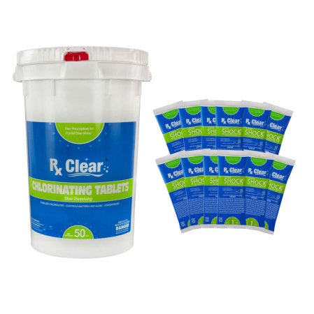 Rx Clear® Stabilized Chlorine Tabs and Super Shock Kit (Various Options)