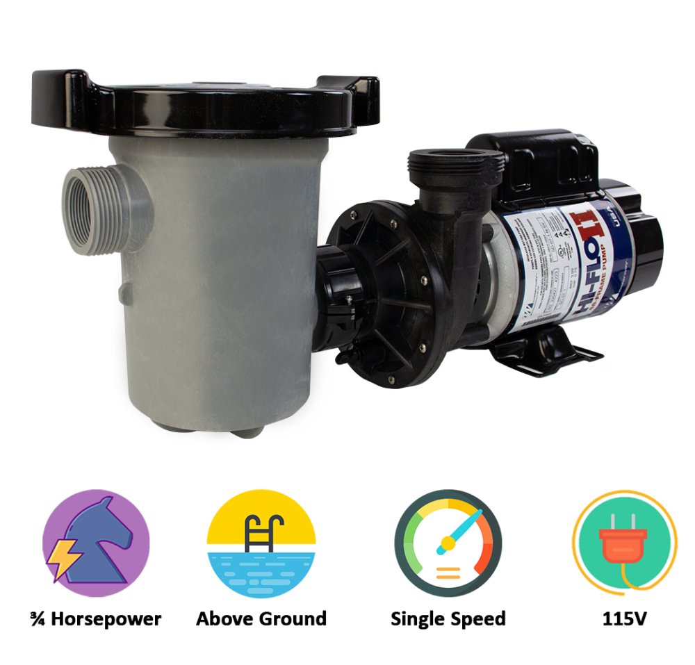 Waterway HI-Flo II Top Discharge Pump For Above Ground Pool