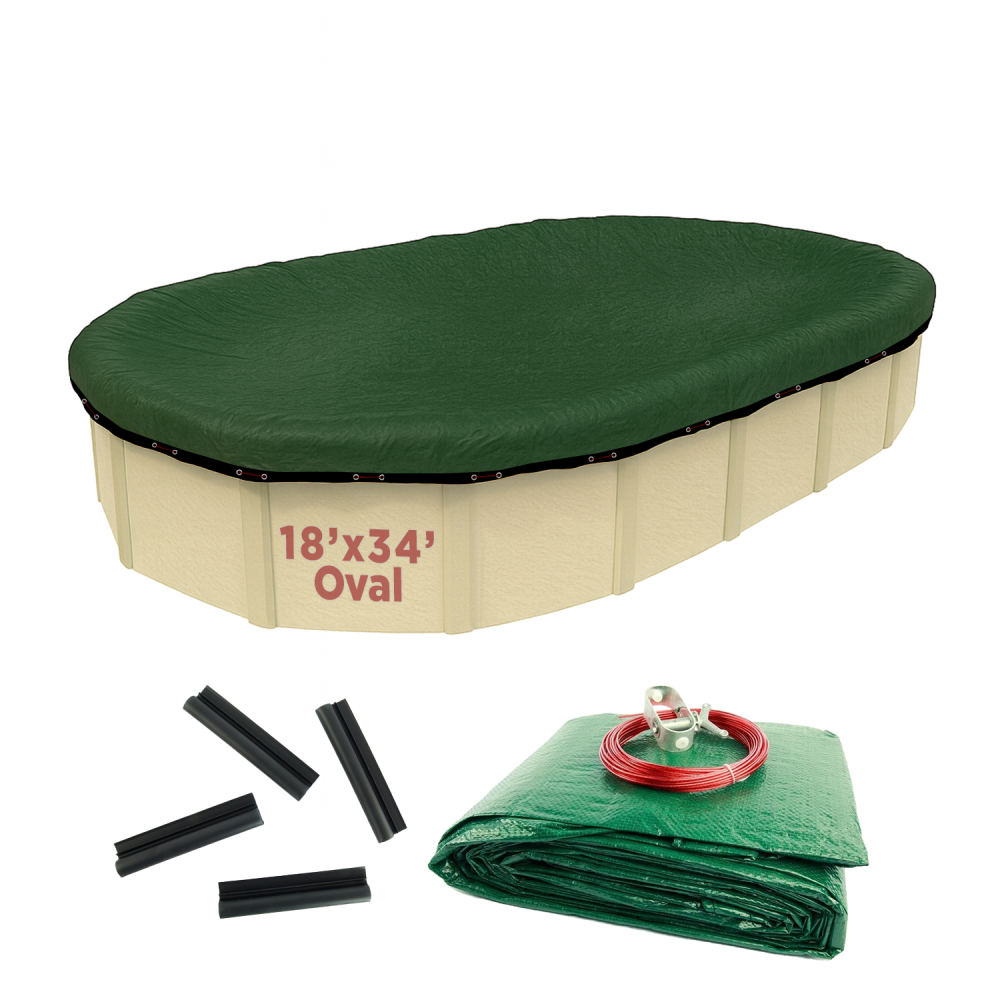 Buffalo Blizzard&reg; Supreme Green/Black Winter Cover w/ Cover Clips - Oval Pools