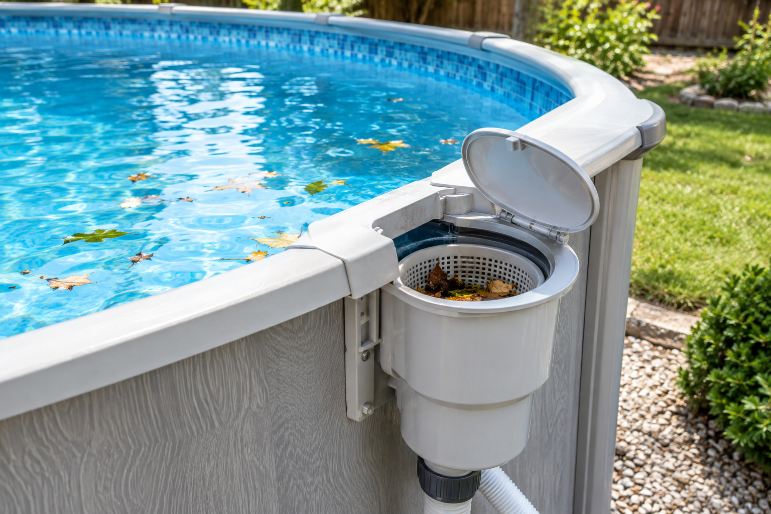 An above ground pool skimmer