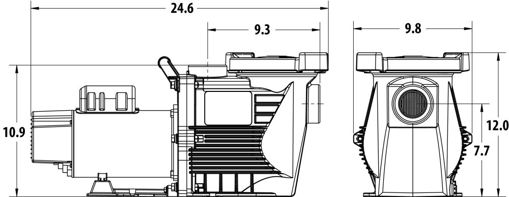 Power Defender 1.10 HP Single Speed Pump Dimensions