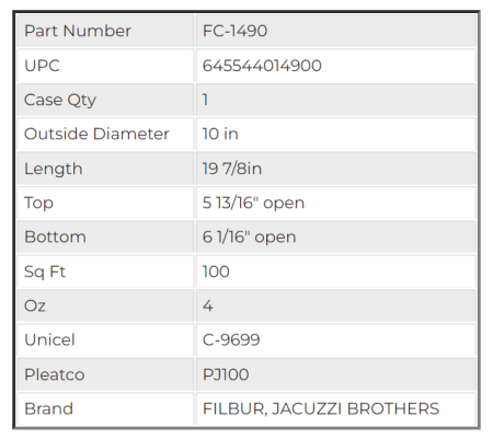 Filbur Swimming Pool Filter Cartridge FC-1490