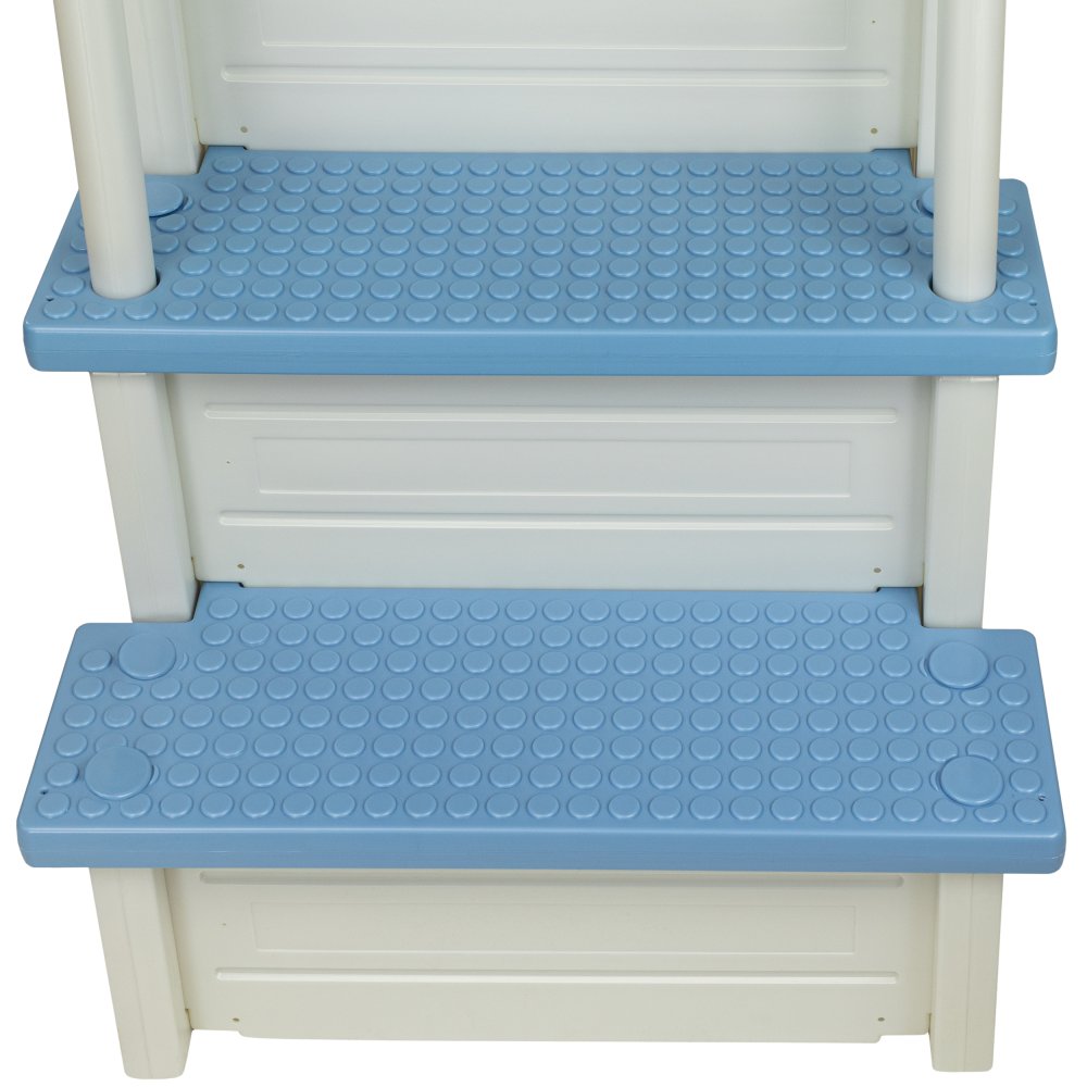 Anti Slip Pearl White Steps With Blue Treads