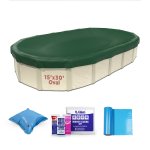 Buffalo Blizzard® Ripstopper® Green Winter Cover w/ Closing Kit for 15' x 30' Oval Pool