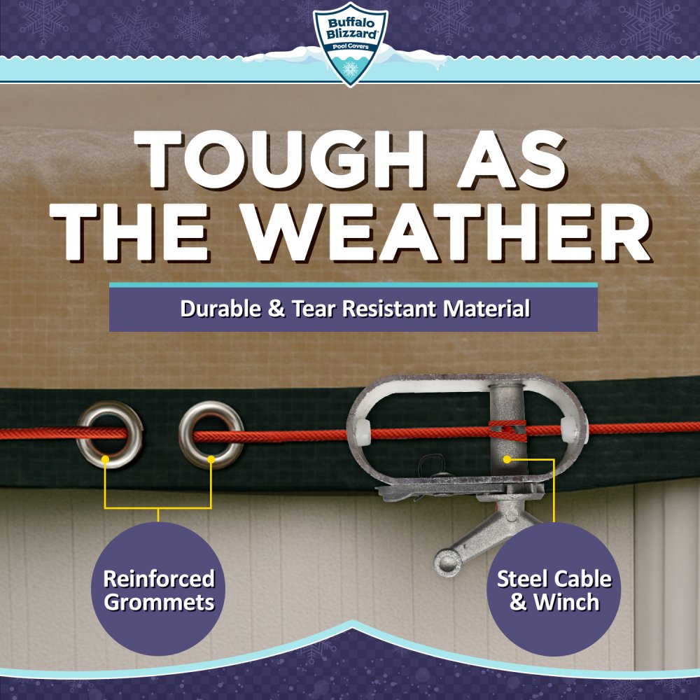 Buffalo Blizzard&reg; Supreme Plus Winter Cover w/ Cover Clips - Oval Pools