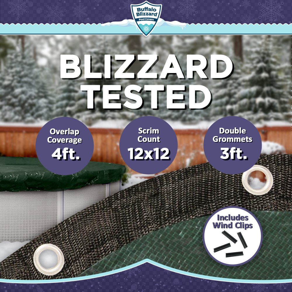 Buffalo Blizzard&reg; Supreme Plus Winter Cover with Cover Clips - Oval Pools