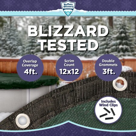Buffalo Blizzard&reg; Supreme Plus Winter Cover with Cover Clips - Oval Pools