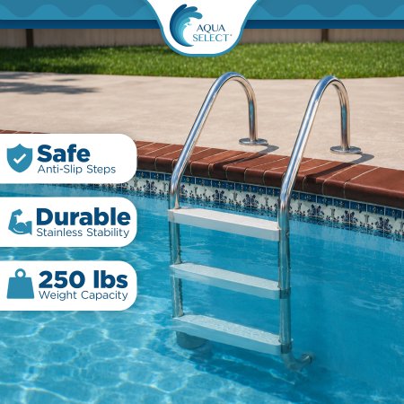 Aqua Select® Inground Stainless Steel Swimming Pool Ladders (Various Steps)
