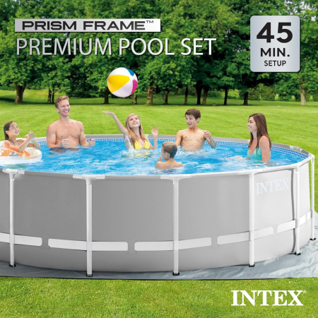 Intex® 15' Round Prism Frame Pool w/ Filter, Pump, Ladder & Ground Cloth